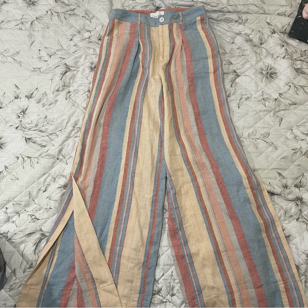 Anthropologie Pastel Striped Wide Leg Pants - Picture 3 of 7